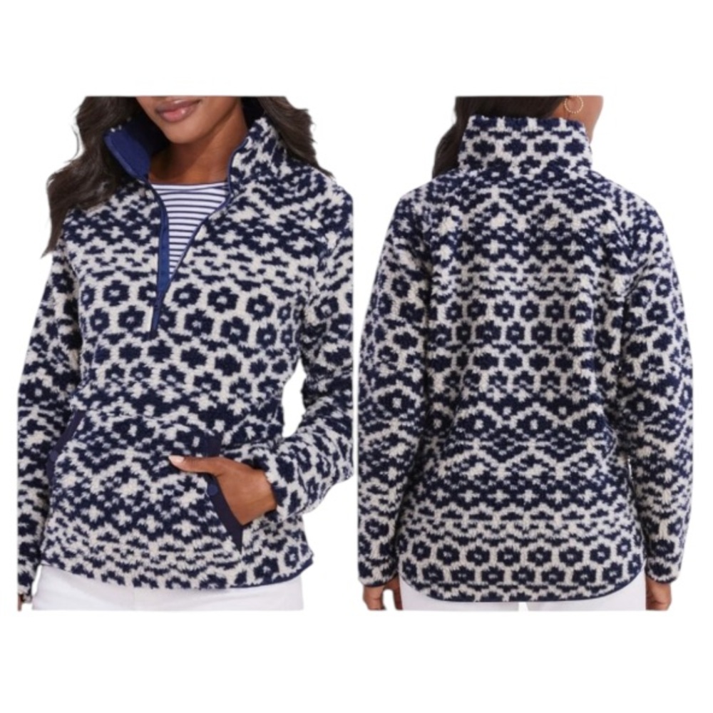 Vineyard Vines Sherpa Fair Isle Quarter-Zip Fleece Jacket  Size XXL